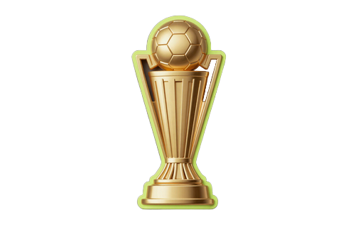 Goldener Fu&szlig;ball-Pokal Badge mit Lime-Glow f&uuml;r die dritte Einzahlung im Golazzo Casino Bonus