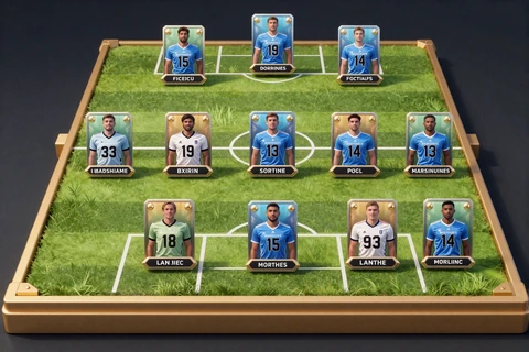 Fantasy-Football Aufstellungskarte mit Spieler-Slots - Golazzo Fantasy Sports