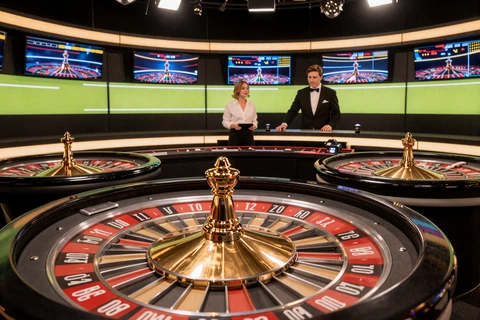 Immersiver Multi-Kamera Roulette-Tisch mit Dealer im Golazzo Live Casino Studio