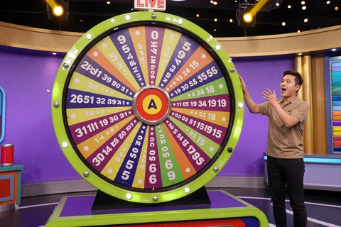 Buntes Crazy Time Gl&uuml;cksrad mit Moderator und Konfetti im Golazzo Live Casino